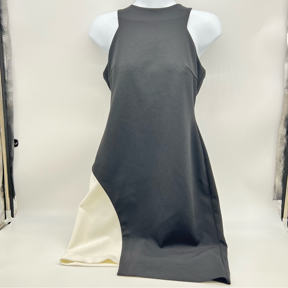Gianni Bini Black and Cream Asymmetrical Dress